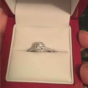 14K White Gold James Allen 0.6 Carat Natural Diamond Round Halo Engagement Ring